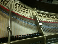 Restored H.F. Miller grand, stringing detail