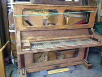 New England Piano upright prior to restoration