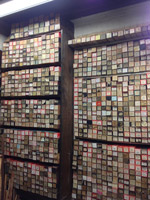 Wall full of piano rolls